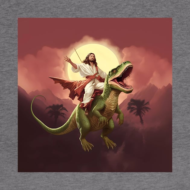 Jesus Riding Dinosaur by Acid_rain